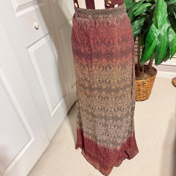 Diane von Furstenberg Cody Crinkle Cotton/Silk Maxi Skirt Ombre Geo Print 8 - Picture 10 of 11